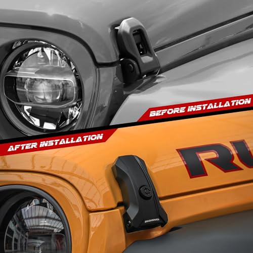 Seven Sparta Upgraded Locking Hood Latches for Jeep Wrangler JL/JLU 2018-2026 & Gladiator JT 2020-2026, with Keys & Security Screws - Aluminum Locking Hood Catch, 1 Pair, Streamlined