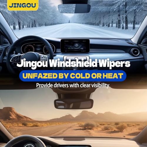 JINGOU 26''+19'' Front Windshield Wiper Blades Compatible with 2008-2017 Honda Accord/2010-2015 Toyota Prius OEM QUALITY Premium All-Season Automotive Replacement Wipers (Pack of 2)