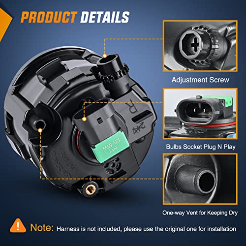 Nilight Fog Lights Assembly Compatible with 2006 2007 2008 2009 2010 2011 2012 2013 2014 Infiniti FX35 FX45 FX50 EX35 G37 G25 M35h M37 M56 QX56 Rogue Cube Nissan Murano Juke Versa