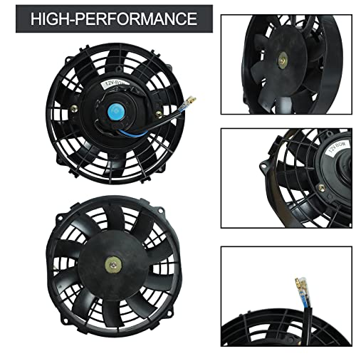 7" inch Universal Slim Fan Push Pull Electric Radiator Cooling 12V Mount Kit Black