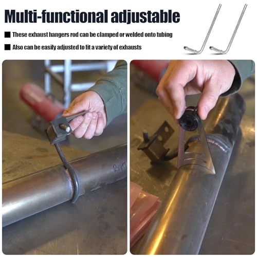 90° Bend Universal Exhaust Hanger Rods Fit for Wide Range of Exhaust Pipes 8 Inch Weld Bracket Kit- 4 Pack