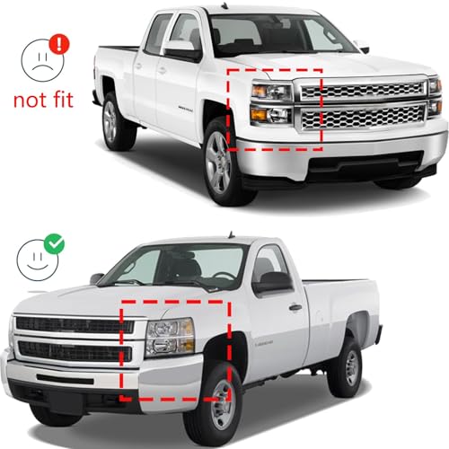 APSVE Headlights Assembly w/Bulb & Wiring Harness for 2007-2013 Chevy Silverado 1500, 07-14 Silverado 2500HD 3500HD Replacement Headlamp Assembly, Black Housing Clear Side