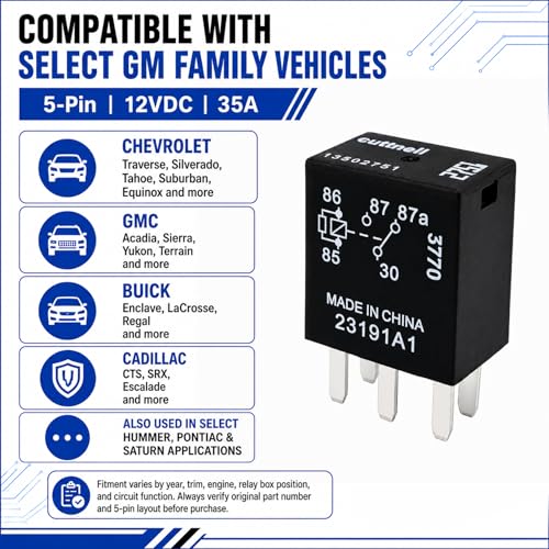 Cuttnell 6-Pack 13502751 Relay 12VDC 35A 5-Pin Relay