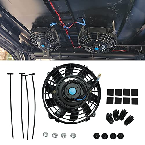 7" inch Universal Slim Fan Push Pull Electric Radiator Cooling 12V Mount Kit Black