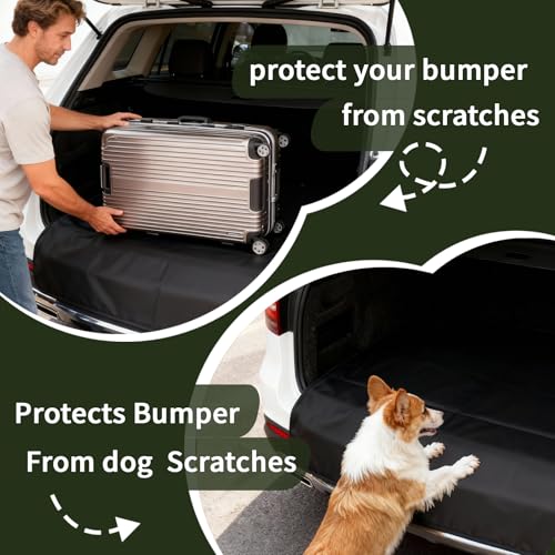 VkkArter Large 38"x25" Rear Bumper Guard for Cars, Foldable Trunk Mat Protector - Universal Scratch Protection for SUV, Truck, Van During Loading and Unloading & Dog Entry