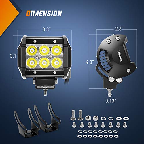 Nilight Led Pods 2Pcs 18W 1260LM Spot Off Road Lights Super Bright Driving Fog Boat Lamp Work Lighting Bar for Trucks Van Camper Wagon Car Pickup Golf Cart ATV UTV SUV Boat 4x4