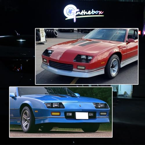 GTINTHEBOX for 1985 1986 1987 1988 1989 1990 1991 1992 Chevy Camaro Front Bumper Turn Signal Daytime Running Light Smoked Lens Switchback White & Amber LED Lamp