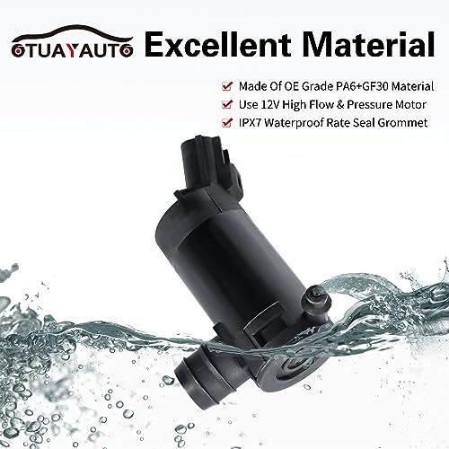 Windshield Washer Pump Replacement for Ford F150/250/350 Super Duty, E150 series, Escape, Focus, Mazda - OTUAYAUTO Factory OE Style with Grommet Replaces OEM F6SU17664DA, 7L8Z-17664-A, WG-318