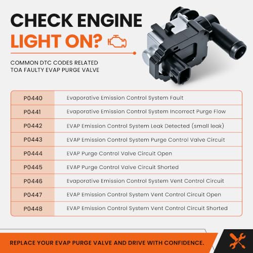 Vapor Canister Purge Valve Solenoid EVAP Compatible with Infiniti EX35 FX35 FX45 G25 G37 QX56 Nissan 350Z 370Z Altima Armada Frontier Maxima Pathfinder Quest Titan Replacement for 14935-JF00A