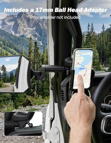 JOYTUTUS Mirrors Doors Off Compatible with 2018-2023 Wrangler JL/JLU & Gladiator JT, JL Side Mirrors with Ball Adapter, Wider View No Vibrate & Wobble (NOT FIT 2024-2026 Wrangler & Gladiator JT)