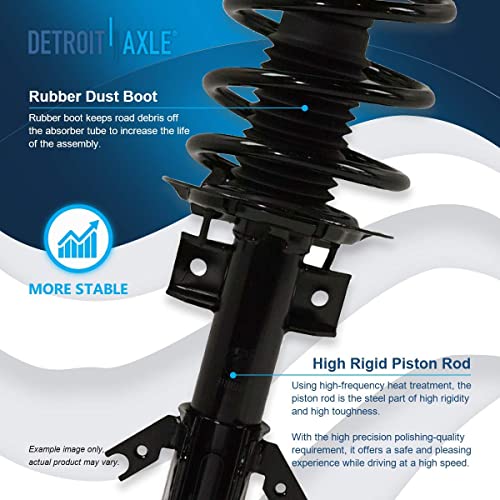 Detroit Axle - FWD Front End Suspension Kit for 2013-2020 Ford Fusion, Lower Control Arms w/Ball Joint Tie Rods Sway Bars Struts & Coil Spring Rear Shock Absorbers Replacement