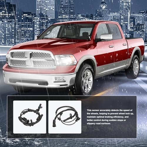 4Pcs Front & Rear ABS Wheel Speed Sensor Compatible for 2013-2018 Ram 1500, 2019 Ram 1500 Classic V6 3.0L 3.6L 3.7L, V8 4.7L 5.7L Engine Replace 68053861AB, 68053861AC, 68053861AD, 68231044AB