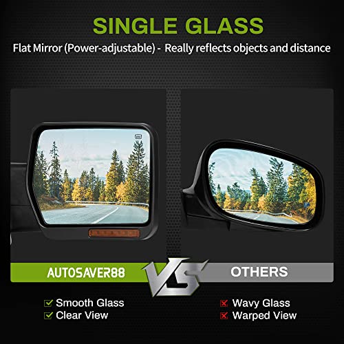 AUTOSAVER88 Door Mirror Compatible with 2007-2014 Ford F150, Right Passenger Side Mirror with Turn Signal Puddle Light Power Adjustable Heated Manual Folding
