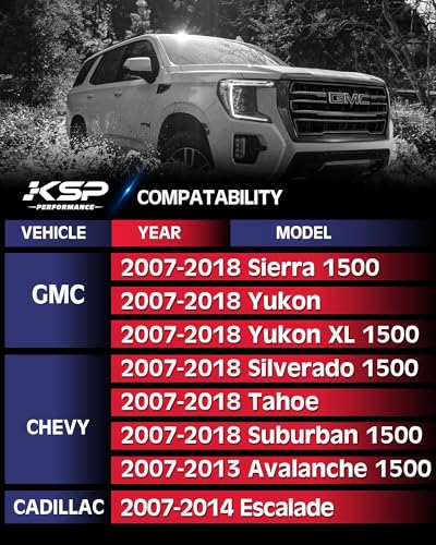 KSP Upper Control Arm Fit for Sierra Silverado1500, Tubular Fit 2-4" lift for 2007-2018 Silverado Sierra 6-Lug 2WD/4WD OE stamped steel and aluminum arms, Stage 2.0