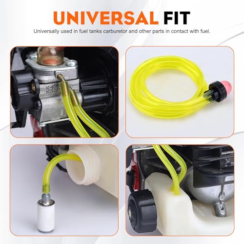 Hipa 4 Size Gas Fuel Line Hose Tubing 4 ft. Each for Small Engine Chainsaw Lawn Mower String Trimmer WeedEater Blower Model Parts I.D x O.D 1/8" x 3/16" 3/32" x 3/16" 1/8" x 1/4" .08" x .14"