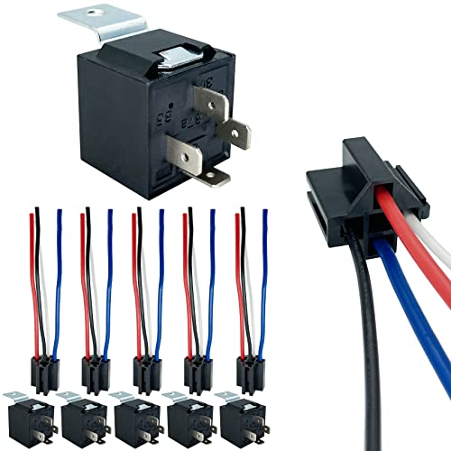 4-pin 40/30AMP 12V DC Relay Kit, SPST Automotive Relays, Pack of 6