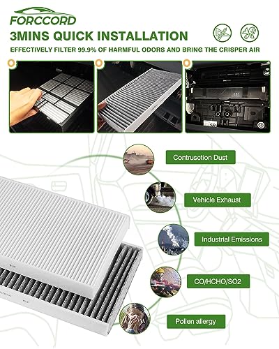 2-Pack HEPA Cabin Air Filter Fits for Volkswagen ID.4 2021-2026,Audi Q4 e-tron 2022-2025,2025 Volkswagen ID. Buzz Activated Carbon Cabin Filter Replacement 1ED819644 1ED819653 VF4003 Car Accessories