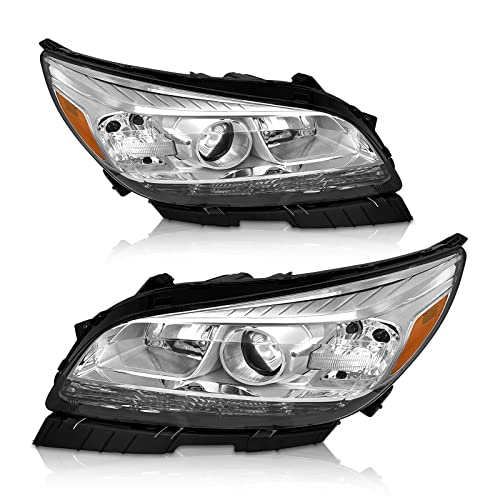 AXLAHA Headlights Assembly for 2013 2014 2015 Chevy Malibu 4-Door LT/LTZ fit 2016 Chevy Malibu Limited Headlamp with Factory Halogen 4 Door Sedan Chrome Housing Driver & Passenger Side(No Bulb)