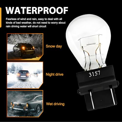 Teybouk 3157 Bulb, 10 PCS Brake Light Bulb, High Brightness Turn Signal Brake Light, Universal Automotive Marker Tail Replacements Accessories for Truck SUV Car (White)