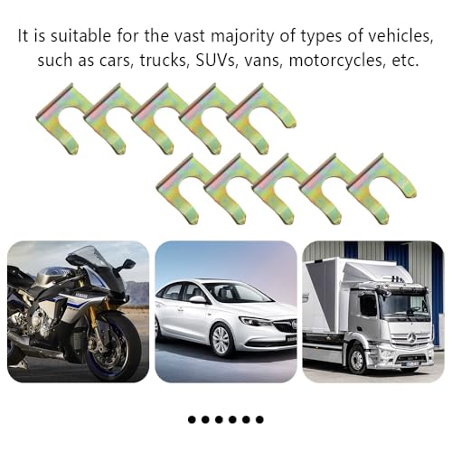 10PCS Brake Line Clips with 360° Clamping Force Concentration - Metal U Shaped Brake Hose Clips Metal Brake Line Retainer Brake Cable Clip Fit for Car Truck SUV Motorcycle