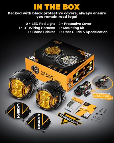 Auxbeam V-Ultra Series 3-Inch Amber Fog Light Pods Offroad Lights 2-Pack