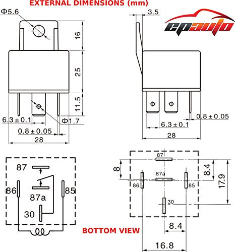 EPAuto 30/40 AMP Relay Harness Spdt 12V Bosch Style - 4 Pack