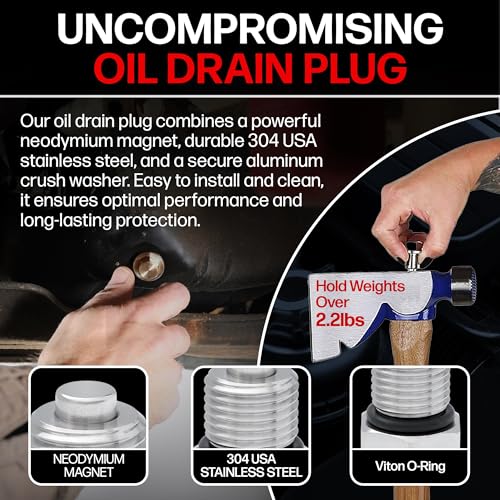 VOTEX - MADE IN USA - DP031 Stainless Steel Engine Neodymium Magnetic Oil Drain Plug fits Harley Davidson/Buell - Part Number 60328-98B / 60328-98A