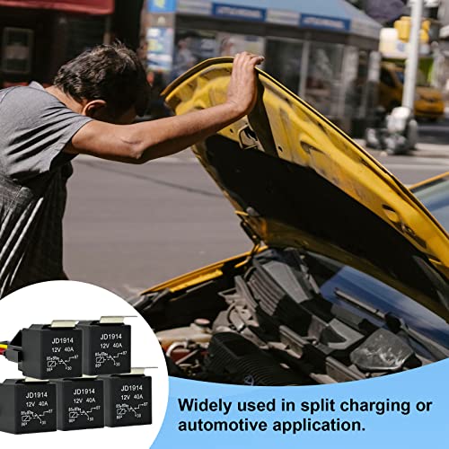 Kalmaegee 5 Pack 5 PIN 12V Relay with Harness, 40AMP 12 Volt Relay Automotive Relays with Relay Socket and Wiring Harness, SPDT Relay Switch for Car Truck Motorcycle