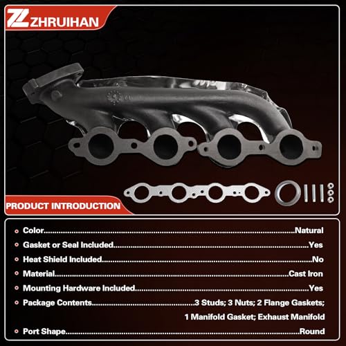 ZHRUIHAN Right Exhaust Manifold Kit with Includes Required Gaskets And Hardware Compatible with Escalade Avalanche Cheyenne Express Silverado Suburban Tahoe 674-732 EPA Complian