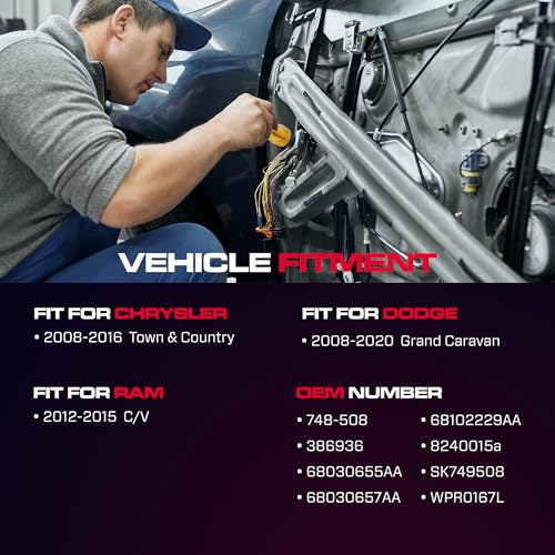 XIMAKA Front Driver Side Power Window Regulator with Motor (6 Pins) Fit for 2008-2016 Town & Country, 2008-2020 Dodge Grand Caravan, 2012-2015 Ram C/V, 748-508