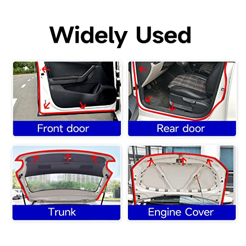 D-Shape Car Door Rubber Seal Strip,Black Automotive Weather Stripping with Self-Adhesive to Reduce Noise and Water-Leaking fit Most Car,Truck,SUV,RV,Boat and Home Application,18ft (18ft)