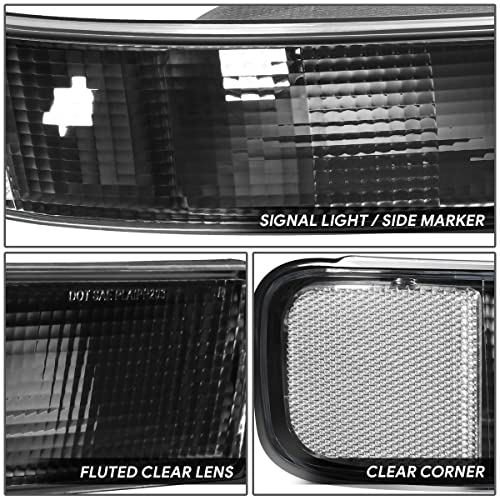 DNA MOTORING BL-CEGS03-BK-CL1 Pair of OE Style Front Bumper Parking/Turn Signal Lights Compatible with 03-14 Express Savana 1500/03-23 Express Savana 2500 3500, Black/Clear