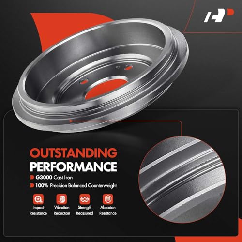 A-Premium Rear Brake Drums and Shoes Set Compatible with Honda Civic 2006-2015 L4 1.8L 6-PC Set