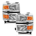AXLAHA for 2014-2015 Chevy Silverado 1500 Pickup Headlights Assembly Halogen Factory OE Style Chrome Housing Replacement Driver and Passenger Side Pair