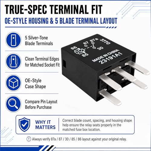 Cuttnell 6-Pack 13502751 Relay 12VDC 35A 5-Pin Relay