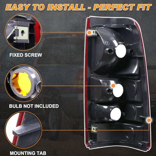 Nakuuly Tail Lights Compatible With 1999-2002 Chevy Silverado 1999-2006 GMC Sierra 1500 2500 3500 1500 HD 2500HD Driver and Passenger Side Taillights Rear Lamp without Bulb (Black Border)