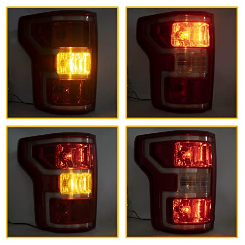 Boine F150 Tail Light Compatible With 2018 2019 2020 Ford F150 F-150 Left Driver Side Rear Light Brake Lamp - Bulb and Harness Included Replace JL3Z13405H