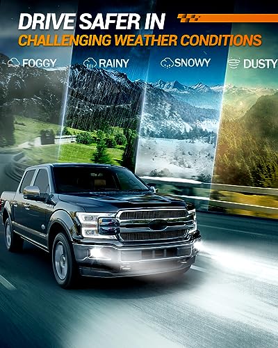 SEALIGHT H13 H10 LED Bulbs Combo, 68000 Lumens 6500K Cool White, Real 1:1 Size Fog Lights For Ford F-150 2004-2014, Pack of 4