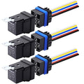 Delgada 40/30 Amp Relay 12V Waterproof Automobile Relay 5 PIN SPDT with Harness Socket Set 14 AWG Copper Wires for Boat Truck Motorcycle