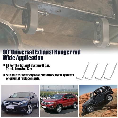90° Bend Universal Exhaust Hanger Rods Fit for Wide Range of Exhaust Pipes 8 Inch Weld Bracket Kit- 4 Pack