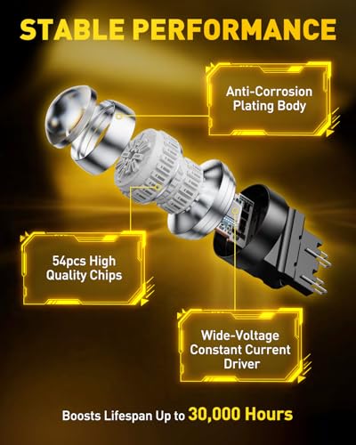 AUXITO LED Brake Tail Light Bulbs 3156 3157 LED Bulb Red Super Bright 3056 3057 3047 4057 Led Bulbs for Tail Stop Brake Signal Parking Lights, Brilliant Red