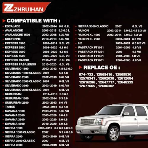 ZHRUIHAN Right Exhaust Manifold Kit with Includes Required Gaskets And Hardware Compatible with Escalade Avalanche Cheyenne Express Silverado Suburban Tahoe 674-732 EPA Complian