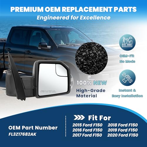 xingsichuang (3 Pins) Right Passenger Side Mirror For 2015-2020 Ford F150
