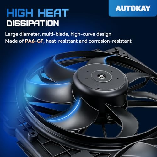 AUTOKAY Radiator Cooling Fan, Radiator Condenser Fan for Volkswagen Jetta Beetle Tiguan Golf for Audi A3 TT 2.0L Diesel 1K0121205AD9B9 1K0959455N 1K0959455DL