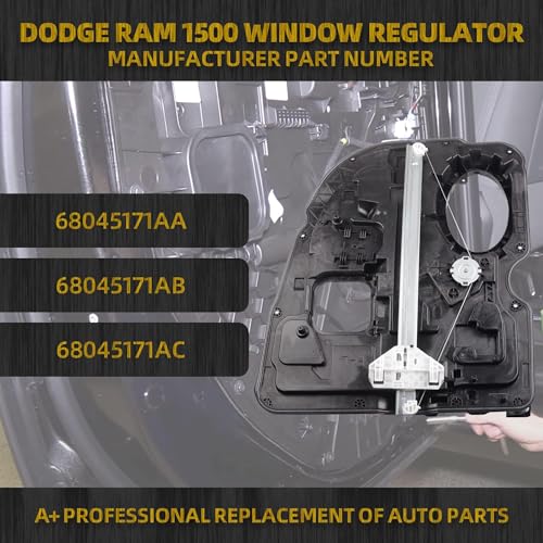 Dasbecan Rear Left Power Window Regulator with Motor Assembly Compatible with Dodge Ram 1500 Pickup 2009-2020 Rear Driver Side Door Regulator Replaces# 68045171AA 68045171AB 68045171AC