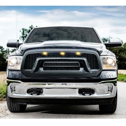 Allinoneparts Front Grille Compatible with 2013-2018 Dodge Ram 1500, 2019-2023 Ram 1500 Classic, Bumper Grill with Amber Lights (NO "RAM" LETTER)