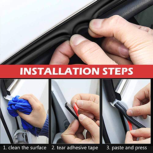 33Ft Universal Self Adhesive Weather Seal Strip for Car, 51/100 Inch Wide X 1/5 Inch Thick, Auto Door & Window Weatherstrip with Engine Cover (2 Rolls, 16.5 Ft Each)
