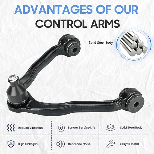 4WD Front Upper Control Arms w/Ball Joints Tie Rods Suspension Kit for 1999-2006 Chevy Avalanche Suburban Silverado 1500 Tahoe, GMC Sierra 1500 Yukon, 2000-2006 Cadillac Escalade (13pc Set)