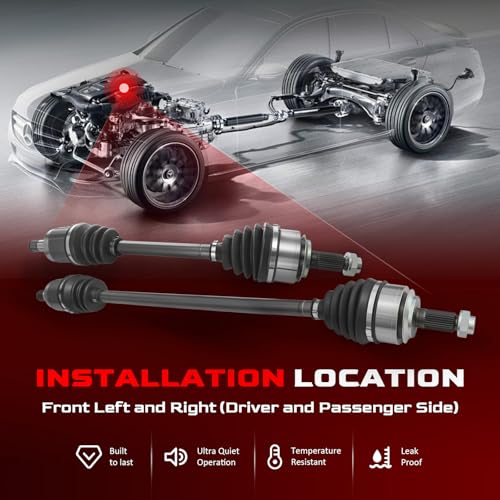 NCV36568 NCV36569 Front CV Axle Shafts Assembly Fit for 2006-2015 Honda Civic L4 1.8L, 06 07 08 09 10 11 12 13 14 15, Automatic Transmission, Front Driver and Passenger Side, 664232 664233