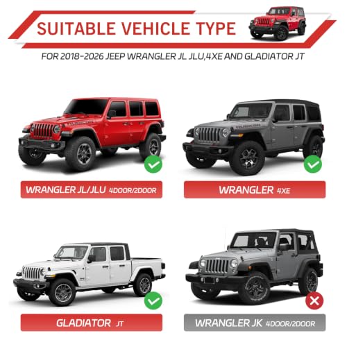 Locking Hood Latch with Keys, Jeep Hood Latch Compatible with 2018-2026 Jeep Wrangler JL JLU Jeep Gladiator JT, Anti-Theft Hood Lock Catch Latch Accessories, Dust & Water Resistant, 1 Pair(Not for JK)